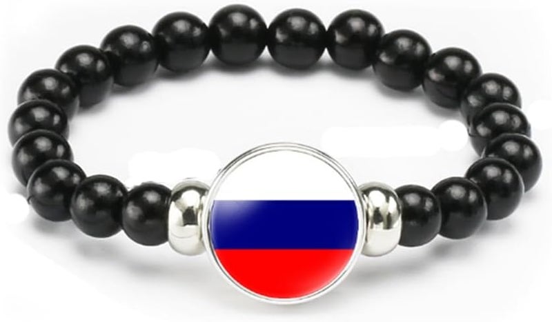 vmcoatdu National Flag Bracelet Elastic Rope Beaded Bracelet Support Your Country Travel Souvenir Gifts for Men Women - Image 1